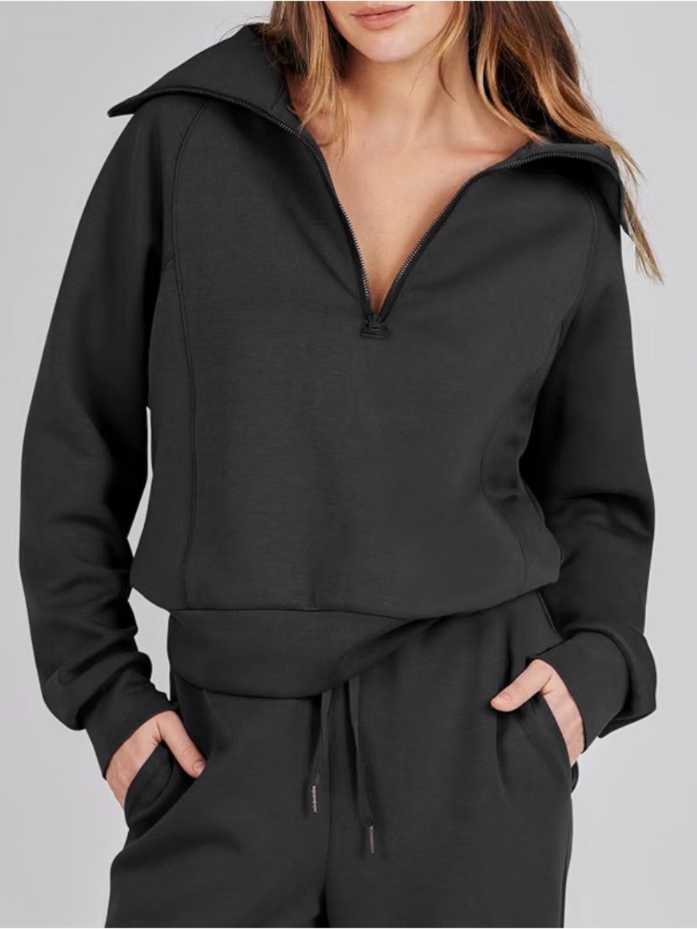 Two 2 piece lounge set in Black quarter zip and sweats